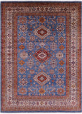Blue Super Kazak Hand Knotted Wool Rug - 8' 11" X 12' 2" - Golden Nile