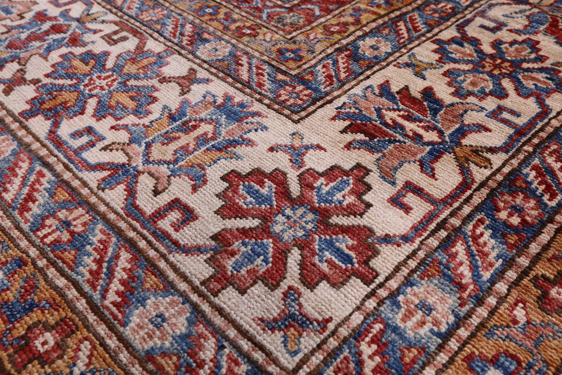 Blue Super Kazak Hand Knotted Wool Rug - 8' 11" X 12' 2" - Golden Nile