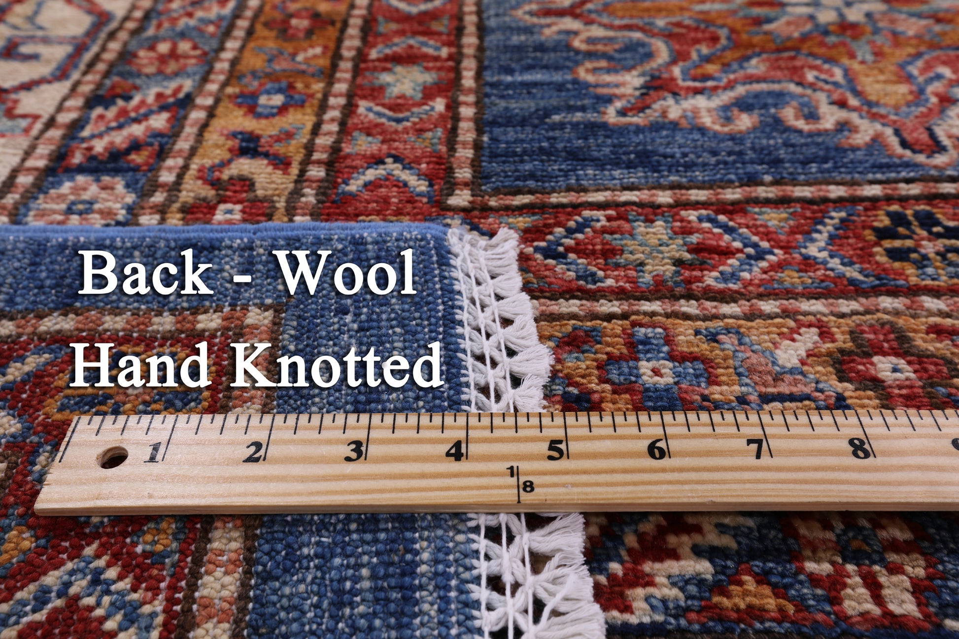 Blue Super Kazak Hand Knotted Wool Rug - 8' 11" X 12' 2" - Golden Nile