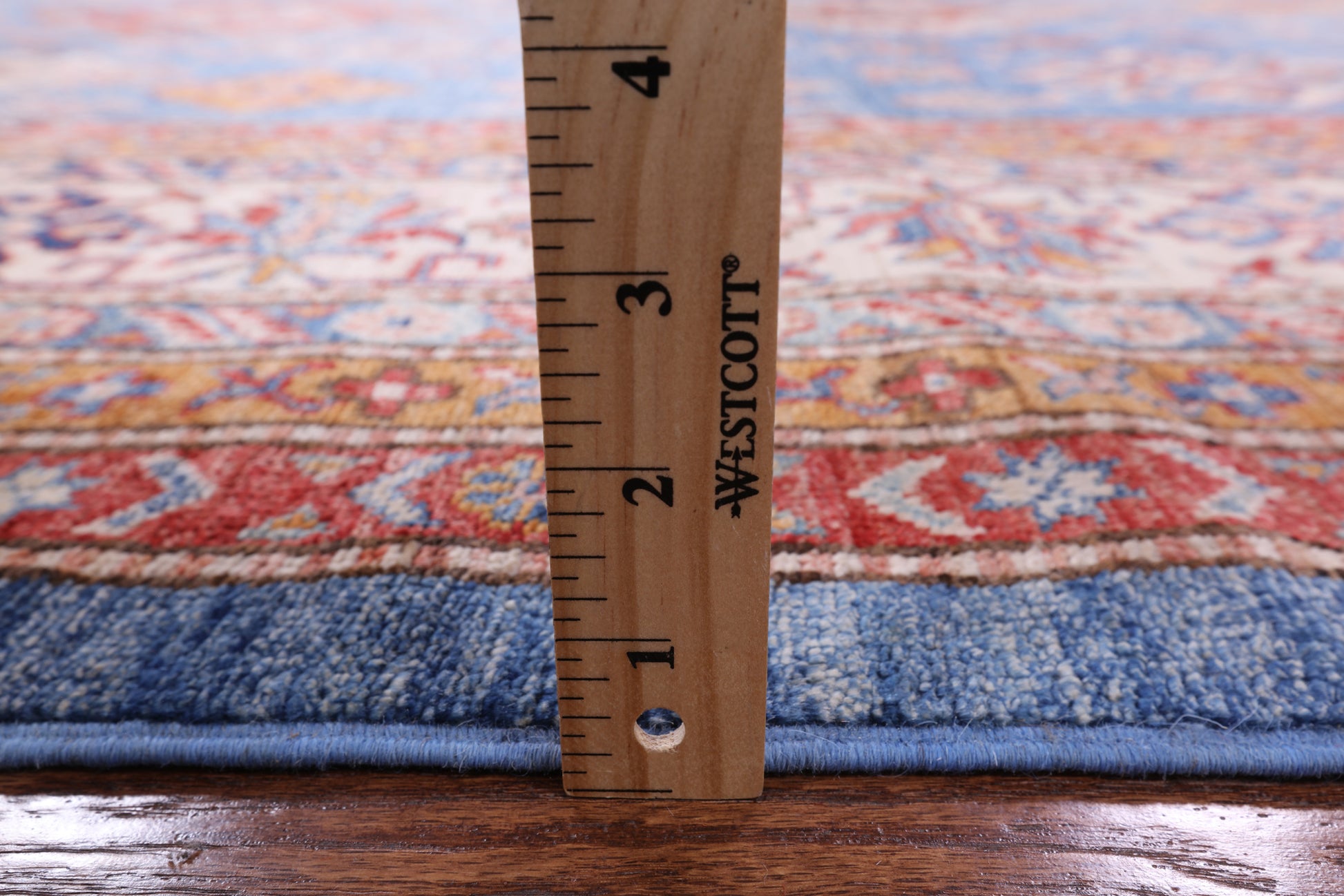 Blue Super Kazak Hand Knotted Wool Rug - 8' 11" X 12' 2" - Golden Nile