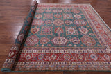 Green Super Kazak Hand Knotted Wool Rug - 9' 2" X 12' 8" - Golden Nile