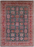 Green Super Kazak Hand Knotted Wool Rug - 9' 2" X 12' 8" - Golden Nile