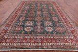 Green Super Kazak Hand Knotted Wool Rug - 9' 2" X 12' 8" - Golden Nile