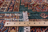 Green Super Kazak Hand Knotted Wool Rug - 9' 2" X 12' 8" - Golden Nile