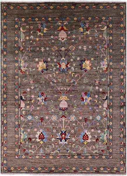 Peshawar Hand Knotted Wool Rug - 8' 0" X 10' 6" - Golden Nile