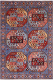 Turkmen Ersari Handmade Wool Rug - 4' 0" X 5' 11" - Golden Nile