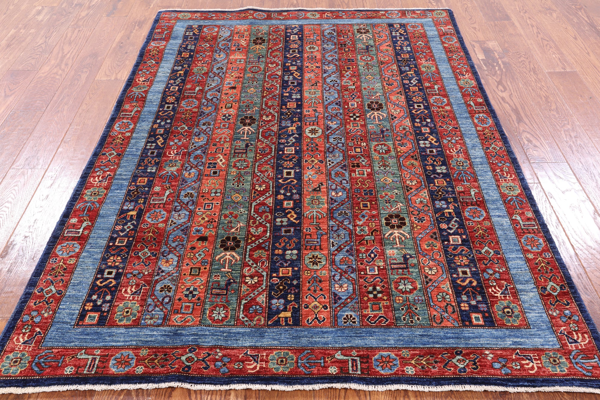 Shall Persian Gabbeh Hand Knotted Wool Rug - 4' 10" X 6' 8" - Golden Nile