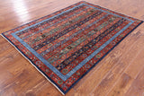 Shall Persian Gabbeh Hand Knotted Wool Rug - 4' 10" X 6' 8" - Golden Nile