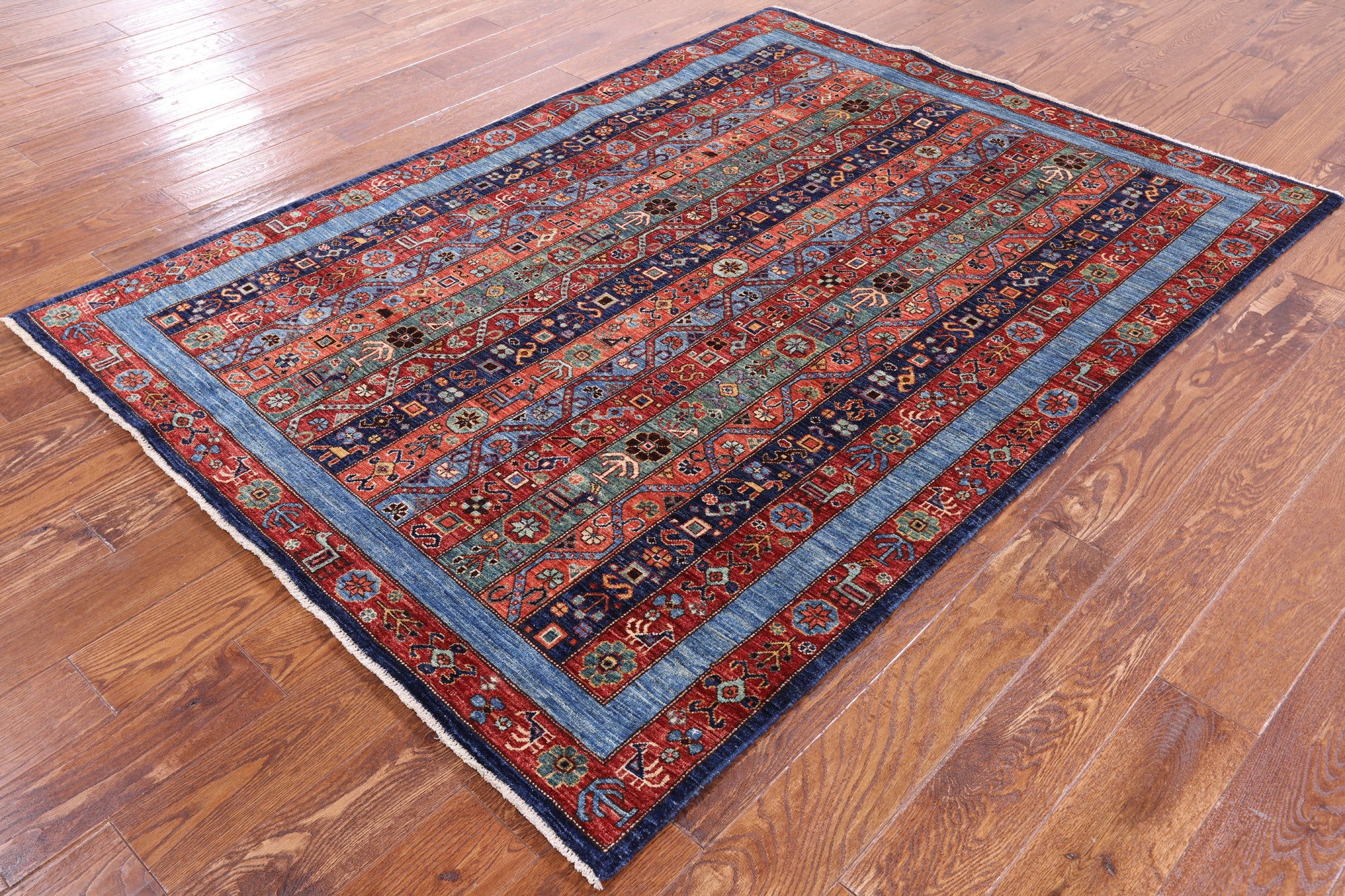 Shall Persian Gabbeh Hand Knotted Wool Rug - 4' 10" X 6' 8" - Golden Nile