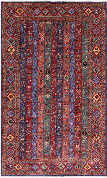 Shall Persian Gabbeh Handmade Wool Rug - 5' 1" X 8' 3" - Golden Nile