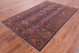 Shall Persian Gabbeh Handmade Wool Rug - 5' 1" X 8' 3" - Golden Nile