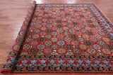 Red Turkmen Ersari Handmade Wool Rug - 7' 10" X 9' 10" - Golden Nile