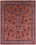 Red Turkmen Ersari Handmade Wool Rug - 7' 10" X 9' 10" - Golden Nile