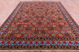 Red Turkmen Ersari Handmade Wool Rug - 7' 10" X 9' 10" - Golden Nile