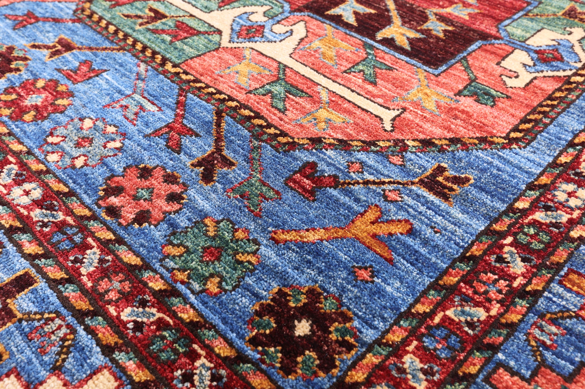 Blue Turkmen Ersari Handmade Wool Rug - 8' 11" X 11' 6" - Golden Nile