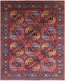 Red Turkmen Ersari Handmade Wool Rug - 7' 10" X 9' 8" - Golden Nile