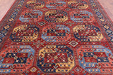 Red Turkmen Ersari Handmade Wool Rug - 7' 10" X 9' 8" - Golden Nile
