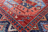 Red Turkmen Ersari Handmade Wool Rug - 7' 10" X 9' 8" - Golden Nile