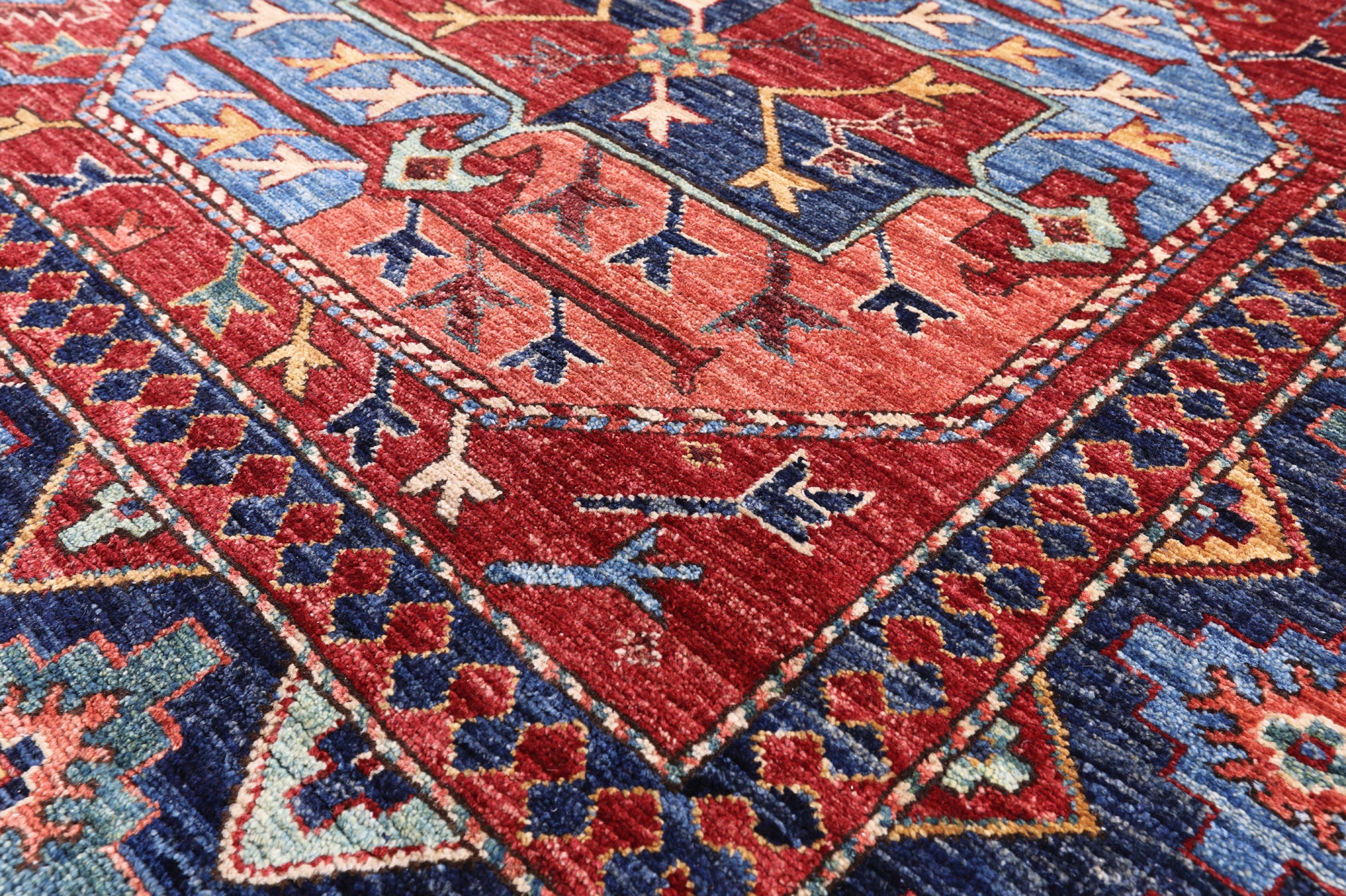 Red Turkmen Ersari Handmade Wool Rug - 7' 10" X 9' 8" - Golden Nile