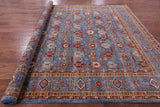 Blue Persian Fine Serapi Hand Knotted Wool Rug - 8' 10" X 11' 10" - Golden Nile