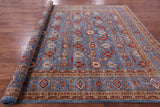 Blue Persian Fine Serapi Hand Knotted Wool Rug - 8' 10" X 11' 10" - Golden Nile