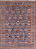 Blue Persian Fine Serapi Hand Knotted Wool Rug - 8' 10" X 11' 10" - Golden Nile