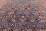 Blue Persian Fine Serapi Hand Knotted Wool Rug - 8' 10" X 11' 10" - Golden Nile