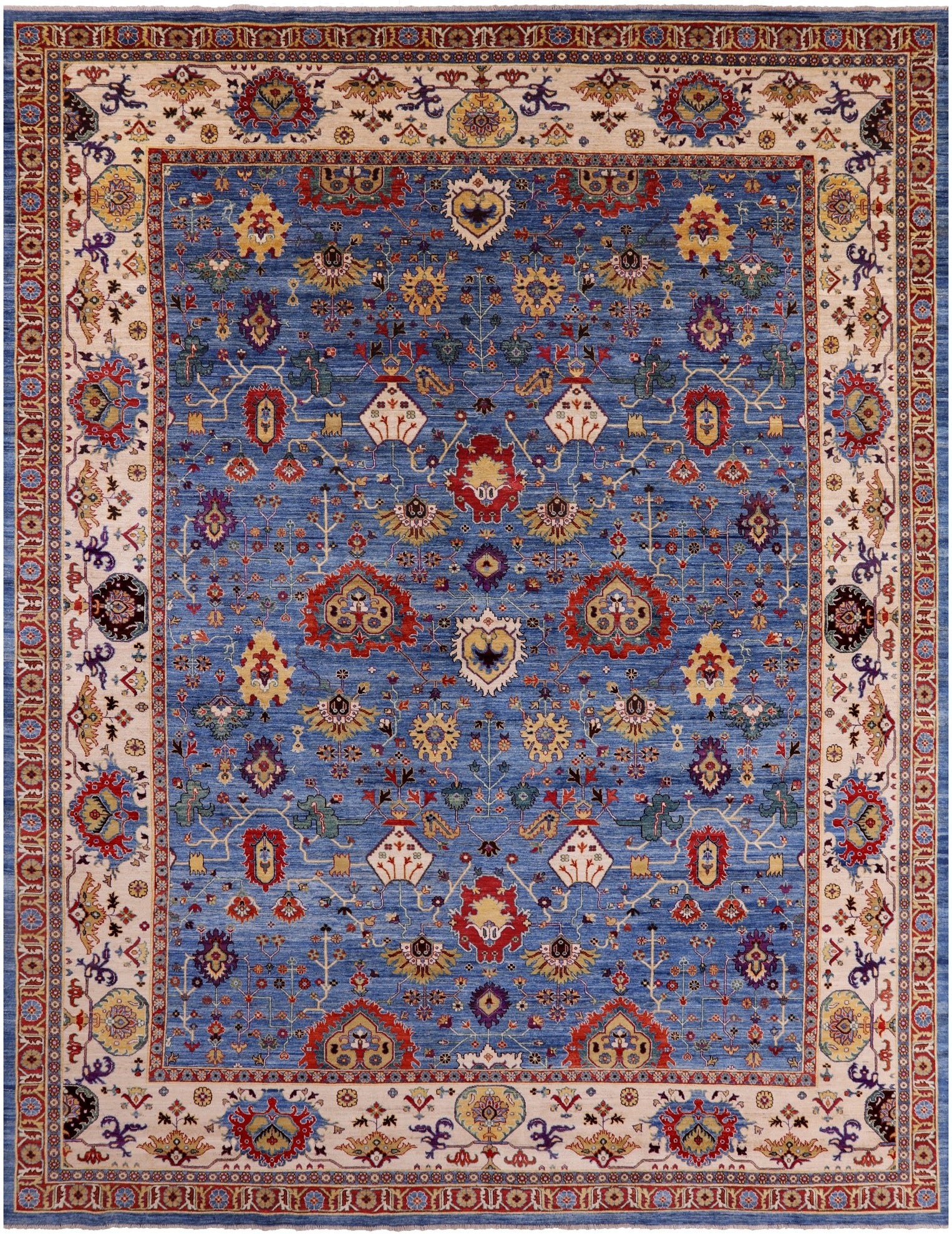Blue Fine Serapi Handmade Wool Rug - 11' 6" X 14' 11" - Golden Nile