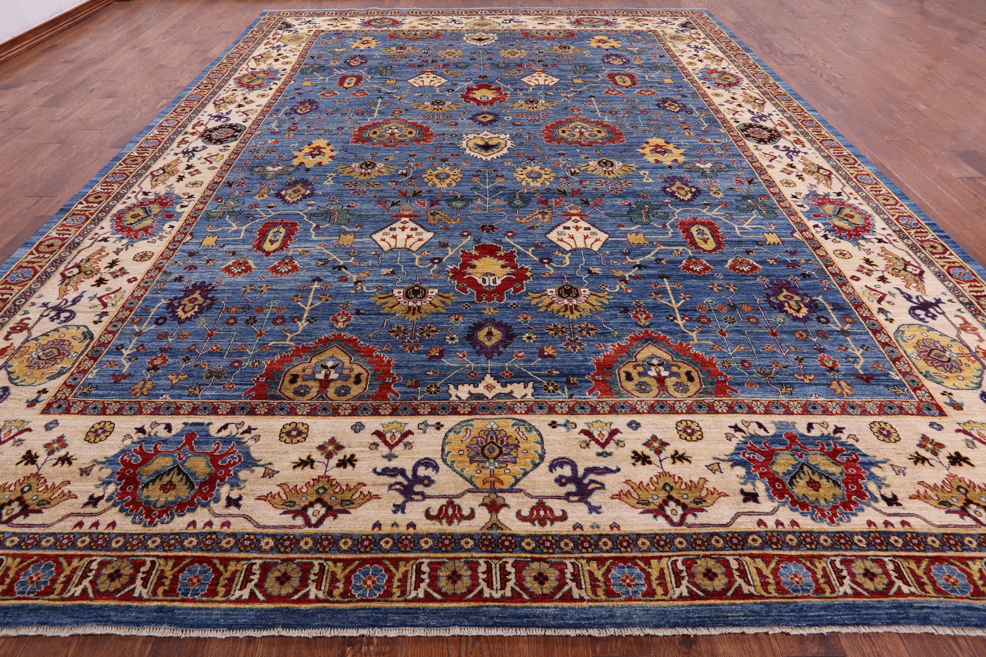 Blue Fine Serapi Handmade Wool Rug - 11' 6" X 14' 11" - Golden Nile