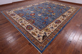 Blue Fine Serapi Handmade Wool Rug - 11' 6" X 14' 11" - Golden Nile