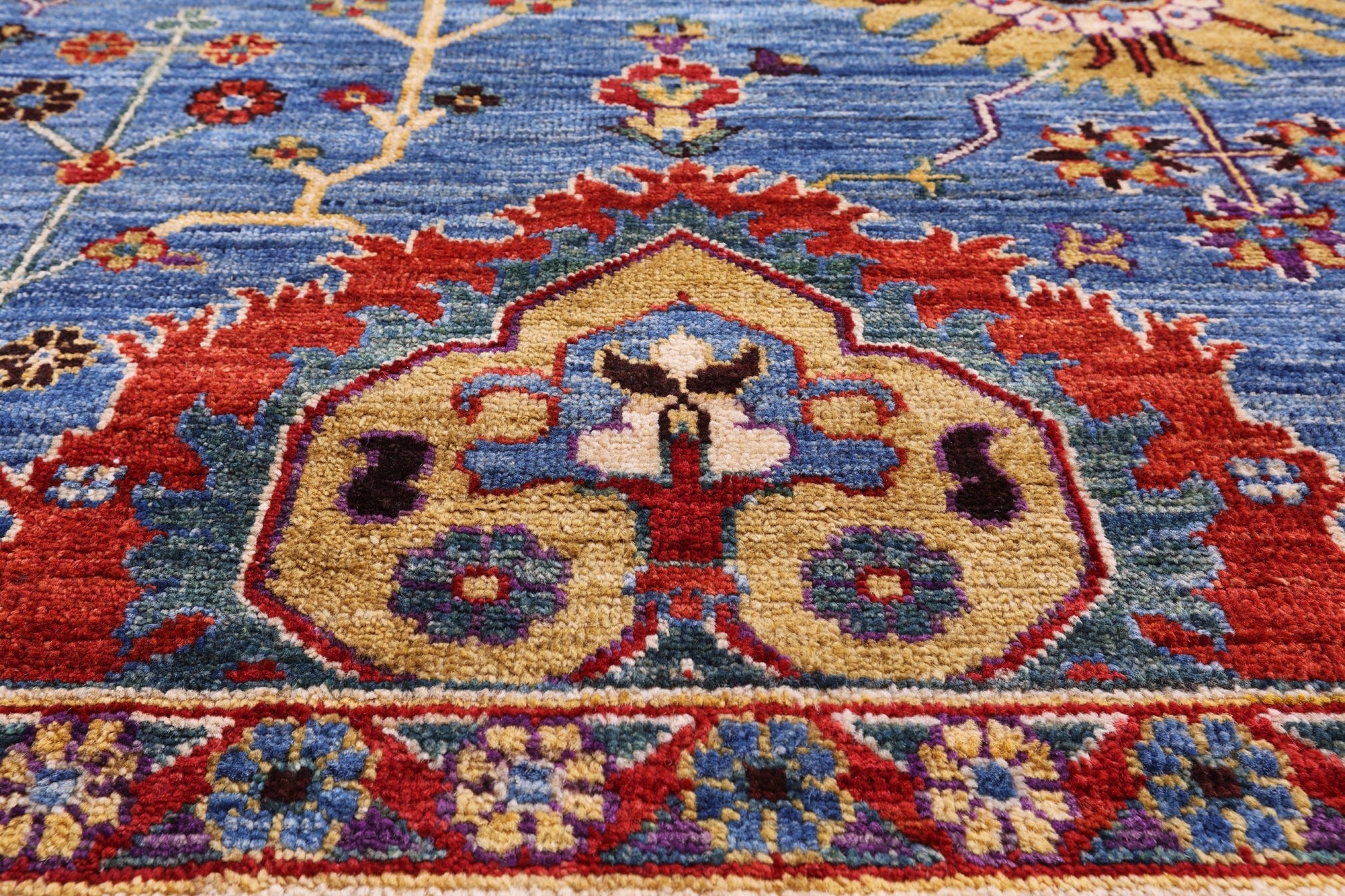 Blue Fine Serapi Handmade Wool Rug - 11' 6" X 14' 11" - Golden Nile