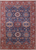 Blue Persian Fine Serapi Hand Knotted Wool Rug - 8' 11" X 12' 0" - Golden Nile