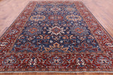 Blue Persian Fine Serapi Hand Knotted Wool Rug - 8' 11" X 12' 0" - Golden Nile