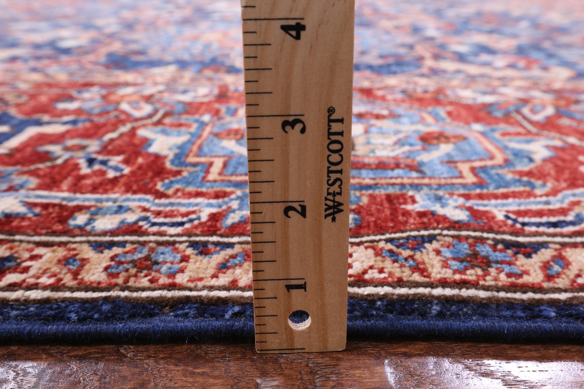 Blue Persian Fine Serapi Hand Knotted Wool Rug - 8' 11" X 12' 0" - Golden Nile