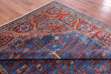 Blue Persian Fine Serapi Hand Knotted Wool Rug - 8' 2" X 9' 9" - Golden Nile