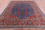 Blue Persian Fine Serapi Hand Knotted Wool Rug - 8' 2" X 9' 9" - Golden Nile
