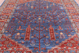 Blue Persian Fine Serapi Hand Knotted Wool Rug - 8' 2" X 9' 9" - Golden Nile