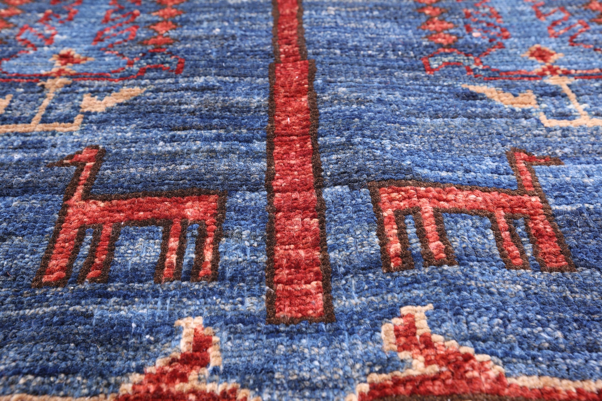 Blue Persian Fine Serapi Hand Knotted Wool Rug - 8' 2" X 9' 9" - Golden Nile