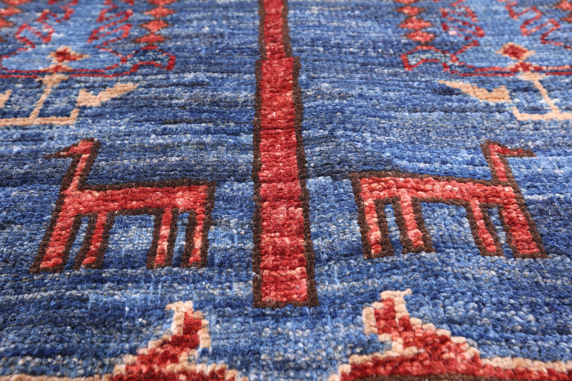 Blue Persian Fine Serapi Hand Knotted Wool Rug - 8' 2" X 9' 9" - Golden Nile
