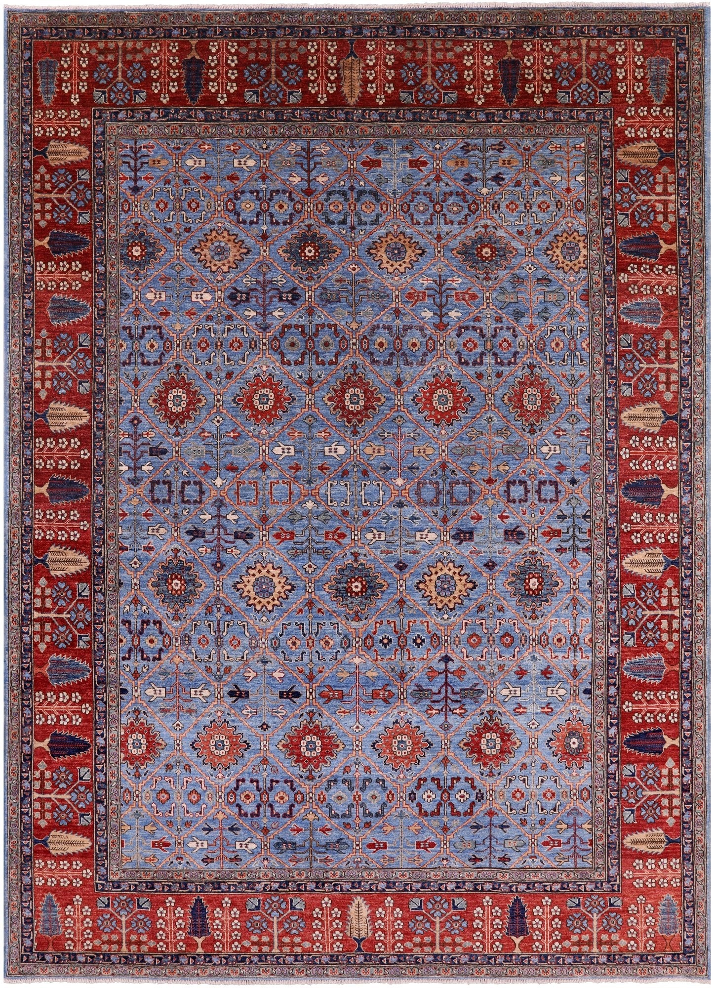 Blue Persian Fine Serapi Handmade Wool Rug - 9' 0" X 12' 7" - Golden Nile