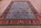 Blue Persian Fine Serapi Handmade Wool Rug - 9' 0" X 12' 7" - Golden Nile