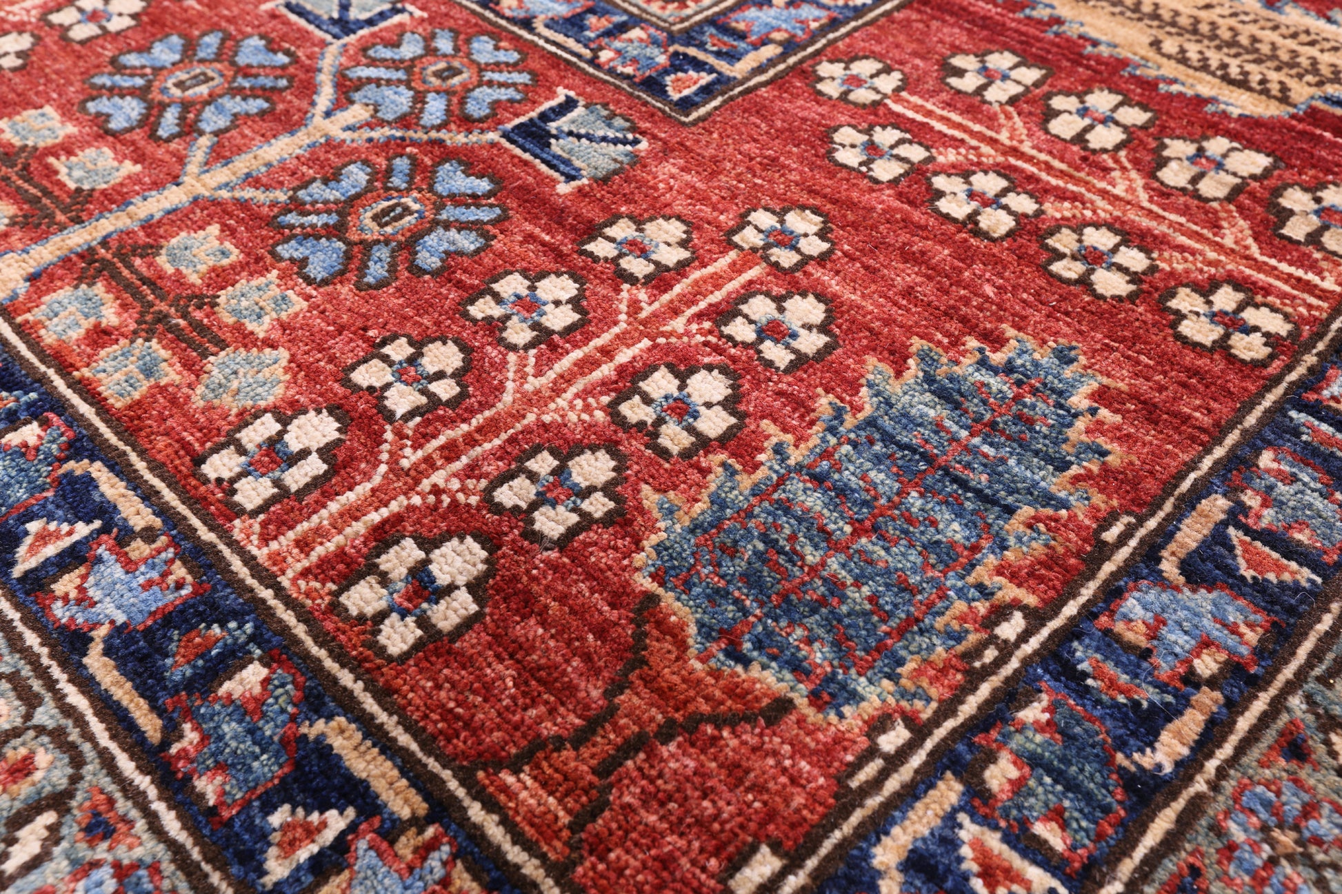 Blue Persian Fine Serapi Handmade Wool Rug - 9' 0" X 12' 7" - Golden Nile