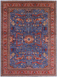Blue Persian Fine Serapi Handmade Wool Rug - 9' 11" X 13' 7" - Golden Nile