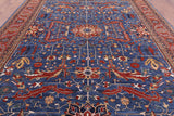 Blue Persian Fine Serapi Handmade Wool Rug - 9' 11" X 13' 7" - Golden Nile