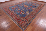 Blue Persian Fine Serapi Handmade Wool Rug - 9' 11" X 13' 7" - Golden Nile