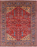 Red Persian Fine Serapi Hand Knotted Wool Rug - 8' 11" X 11' 6" - Golden Nile
