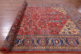 Red Persian Fine Serapi Hand Knotted Wool Rug - 8' 11" X 11' 6" - Golden Nile