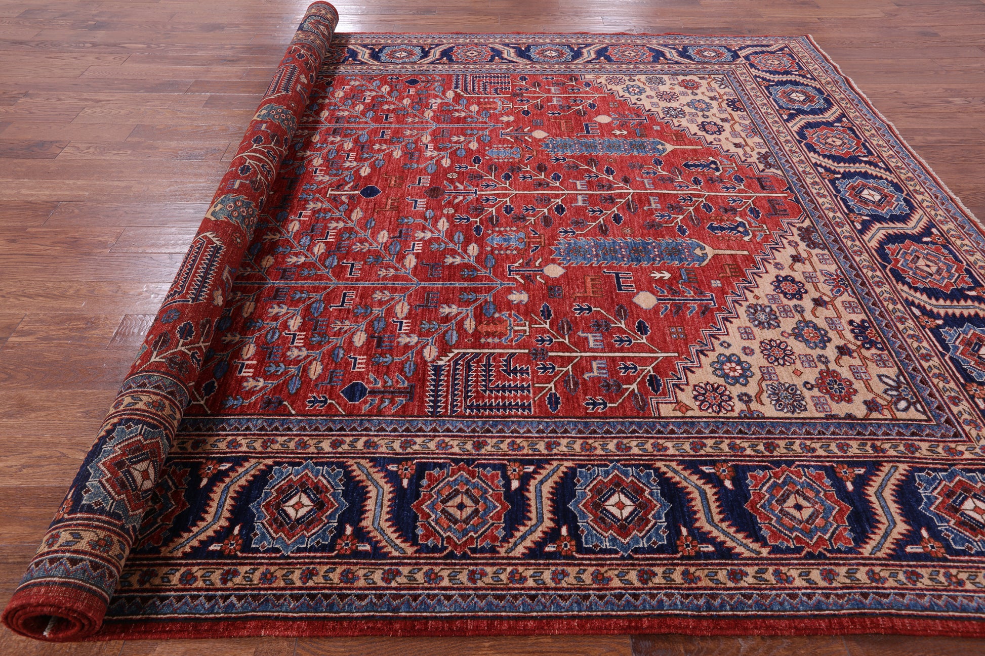 Red Persian Fine Serapi Handmade Wool Rug - 8' 11" X 11' 10" - Golden Nile
