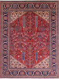 Red Persian Fine Serapi Handmade Wool Rug - 8' 11" X 11' 10" - Golden Nile