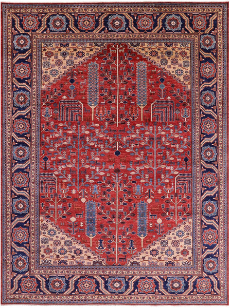 Red Persian Fine Serapi Handmade Wool Rug - 8' 11" X 11' 10" - Golden Nile